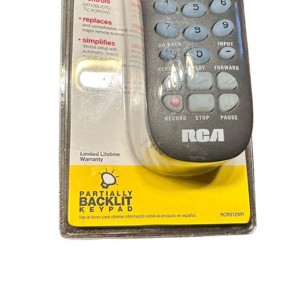 NEW RCA UNIVERSAL REMOTE CONTROL 3 Devices RCR312WR Backlit Keypad Date 1246EW - Picture 4 of 9